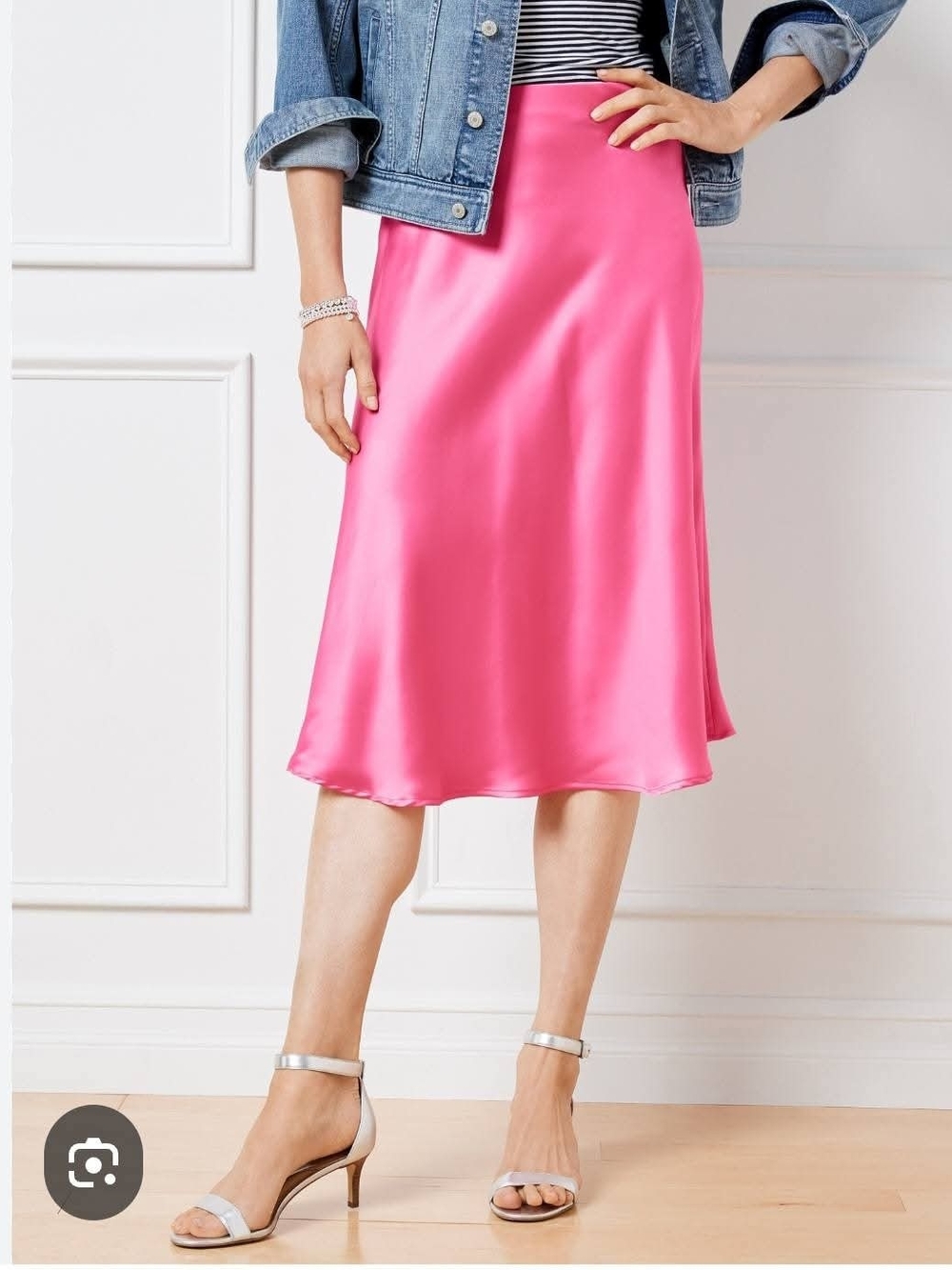 Talbots NEW WITH TAG Hot Pink Satin A-Line  Skirt PETITE 10